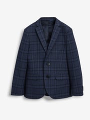 Navy Blue Skinny Fit Navy Blue Check Suit Jacket (12mths-16yrs) - Image 4 of 5
