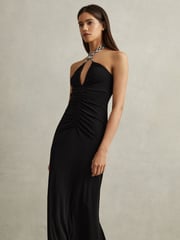 Reiss Black Bodycon Jersey Maxi Dress - Image 1 of 6