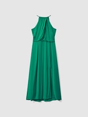 Reiss Green Elliana Drape Front Midi Dress - Image 2 of 5