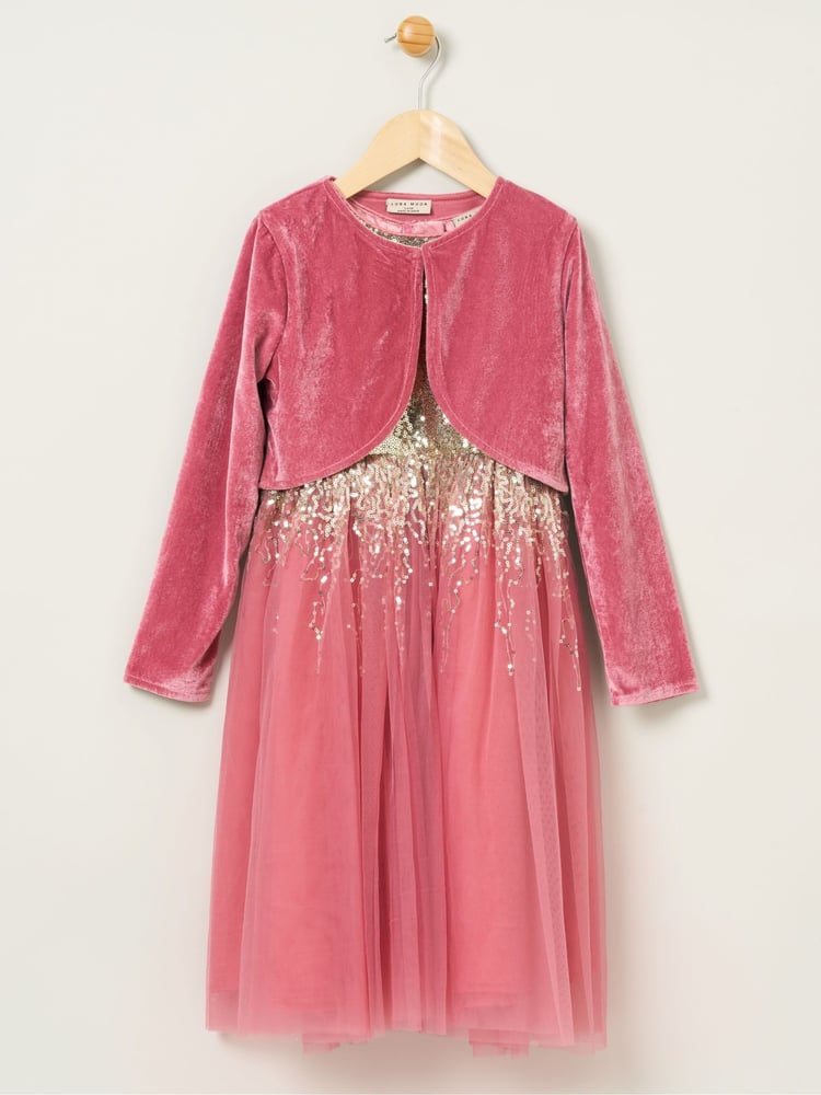 Miss Pink Dress and Cardigan 2-Piece Set - Image 1 of 4