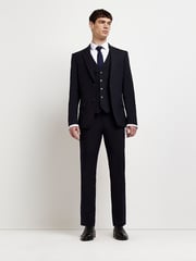 River Island Dark Blue Skinny Twill Suit Trousers - Image 3 of 4