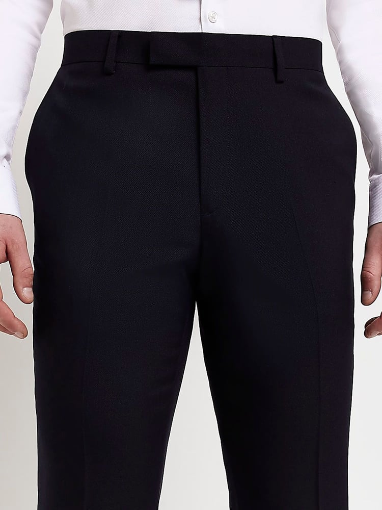 River Island Dark Blue Skinny Twill Suit Trousers - Image 4 of 4