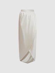 Reiss Ivory Tyra Silk High-Low Wrap Skirt - Image 2 of 5
