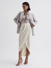 Reiss Ivory Tyra Silk High-Low Wrap Skirt - Image 4 of 5