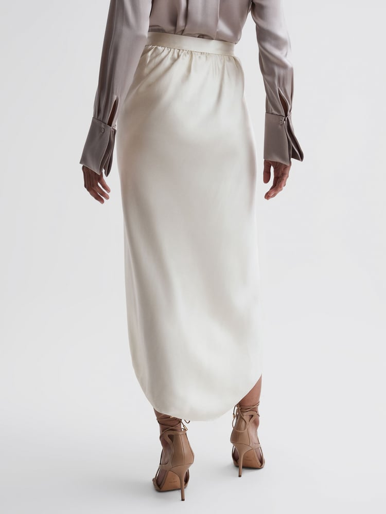 Reiss Ivory Tyra Silk High-Low Wrap Skirt - Image 5 of 5
