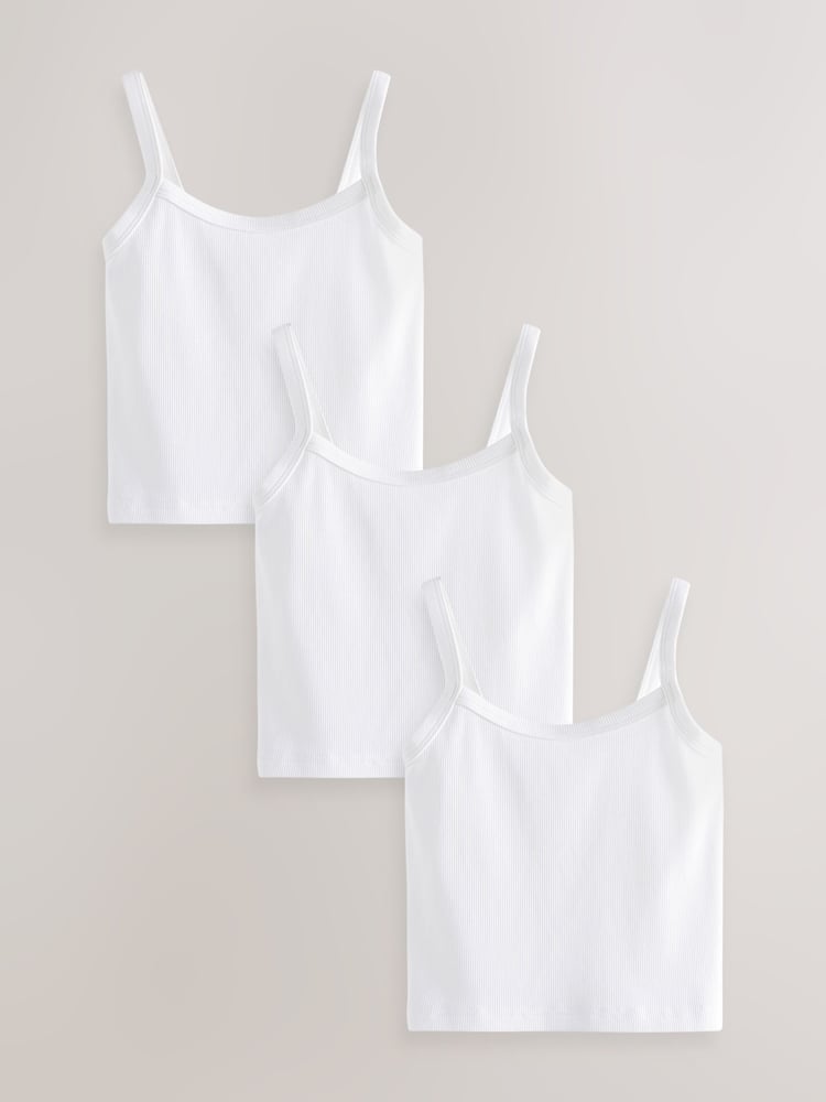 White Cropped Cami Vest 3 Pack (5-16yrs) - Image 1 of 4