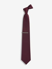 Navy Blue/Burgundy Red Textured Ties And Tie Clips 2 Pack - Image 2 of 3
