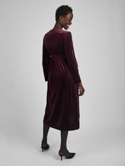 JoJo Maman Bébé Wine Red Velvet V-Neck Maternity & Nursing Wrap Dress - Image 3 of 6