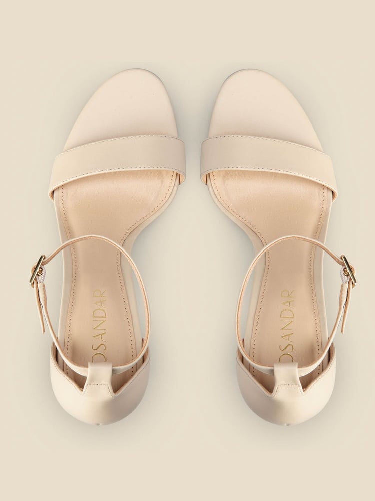 Sosandar Beige Heel Nia Leather- Lower Heel Shoes - Image 3 of 3