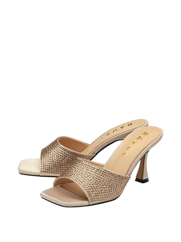 Ravel Gold Heeled Mule Sandals - Image 2 of 4