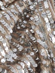 Champagne Gold Long Sleeve Sequin Ruched Shirt - Image 7 of 7