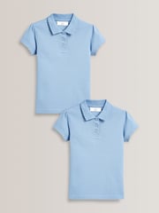 Blue Regular Fit 100% Cotton Short Sleeve Polo Shirts 2 Pack (3-16yrs) - Image 1 of 10