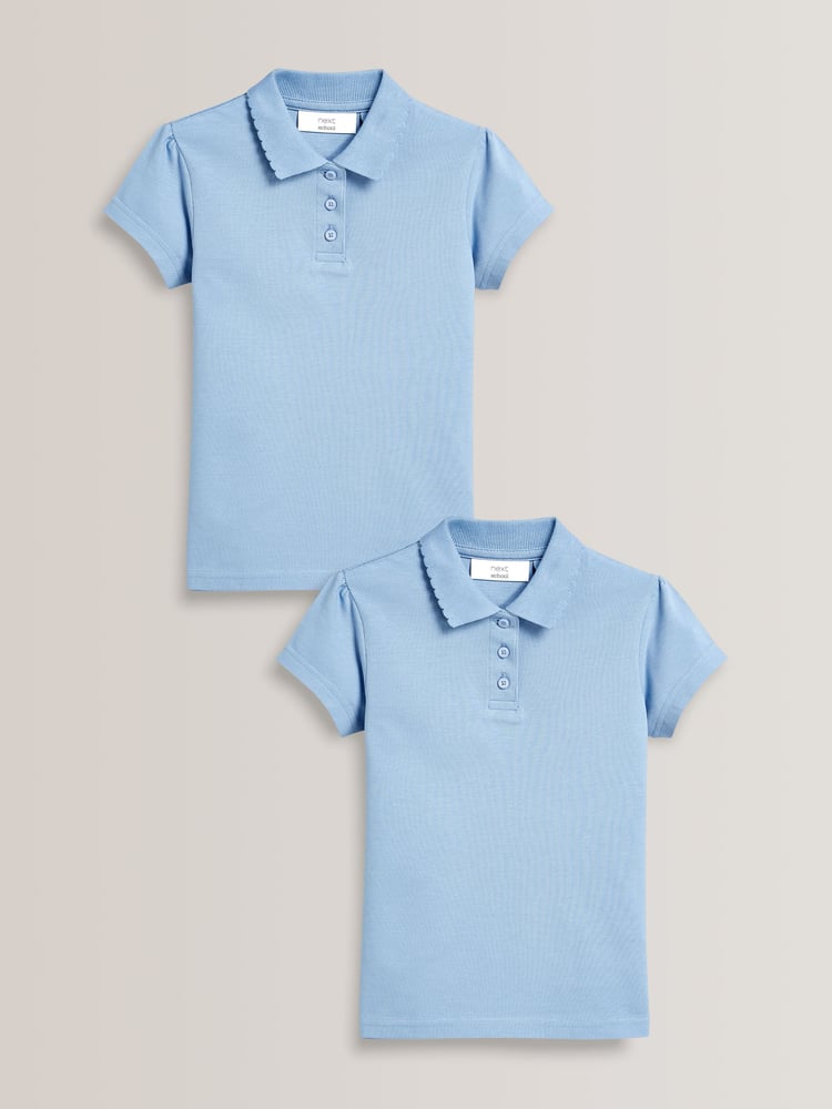 Blue Regular Fit 100% Cotton Short Sleeve Polo Shirts 2 Pack (3-16yrs) - Image 1 of 10