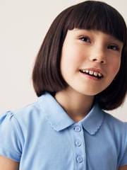 Blue Regular Fit 100% Cotton Short Sleeve Polo Shirts 2 Pack (3-16yrs) - Image 7 of 10