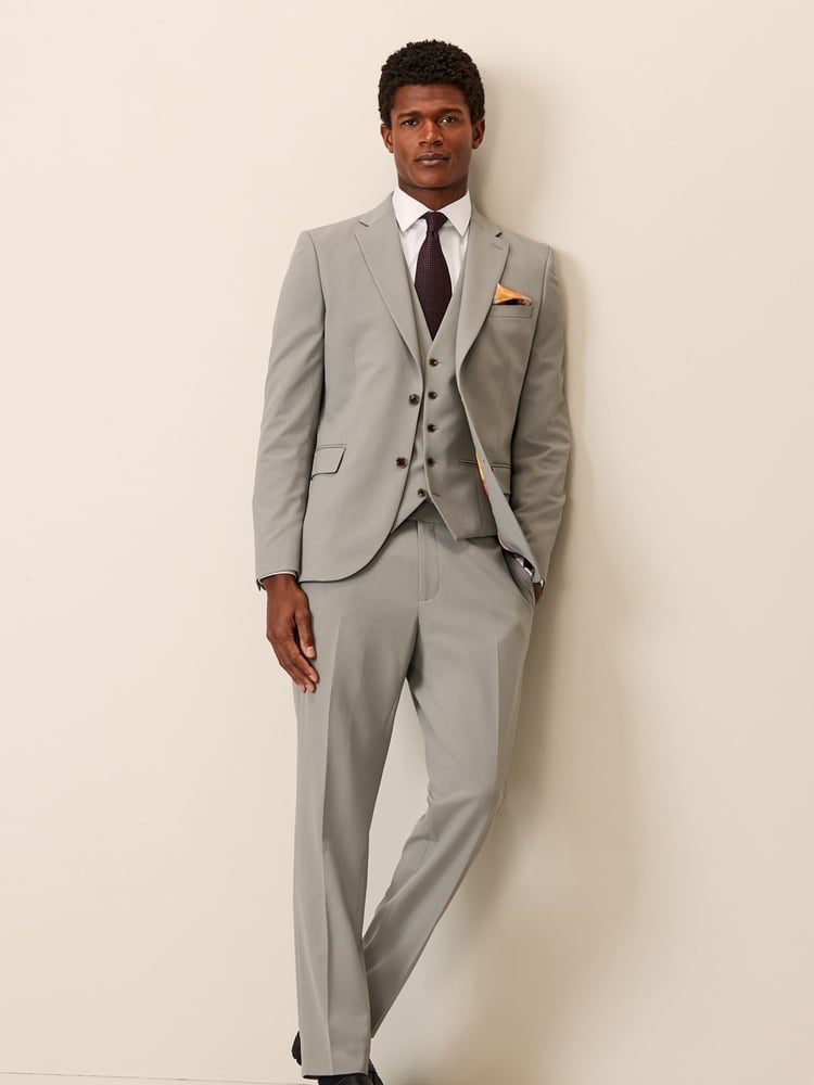 Cement Grey Skinny Fit Motionflex Stretch Suit Trousers - Image 2 of 6