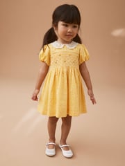 Yellow Lace Collar Shirred Dress (3mths-8yrs) - Image 2 of 8
