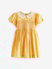 Yellow Lace Collar Shirred Dress (3mths-8yrs) - Image 5 of 8