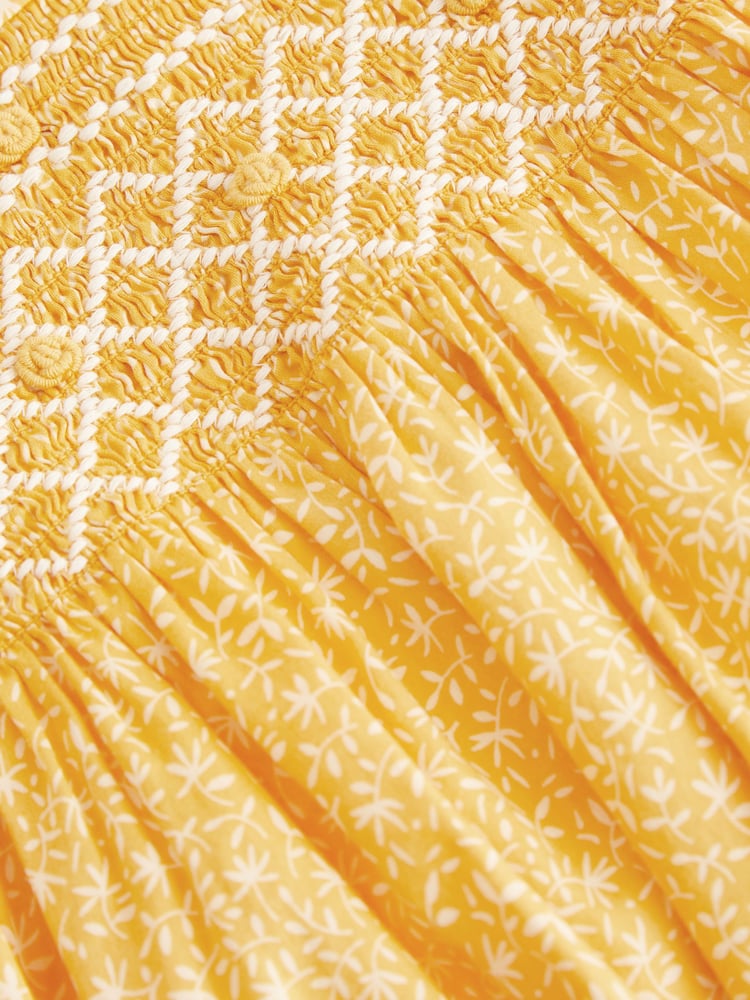 Yellow Lace Collar Shirred Dress (3mths-8yrs) - Image 8 of 8