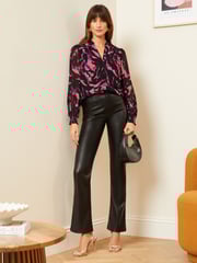 Love & Roses Pink Animal Printed V Neck Puff Sleeve Blouse - Image 4 of 4