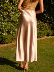 Grey Tailored Satin Midi Skirt - Image 3 of 6