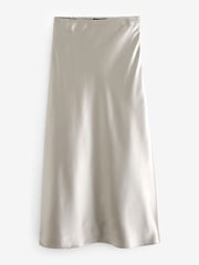 Grey Tailored Satin Midi Skirt - Image 5 of 6