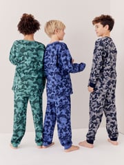Grey/Blue/Green Camouflage 3 Pack Long Sleeve Pyjamas (3-16yrs) - Image 3 of 10