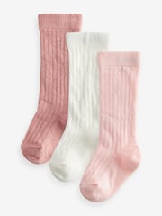 Pink Knee High Baby Socks 3 Pack (0mths-2yrs) - Image 1 of 4