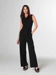 Black Sleeveless Ruched Shoulder Jumpsuit - Image 2 of 5