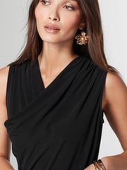 Black Sleeveless Ruched Shoulder Jumpsuit - Image 4 of 5