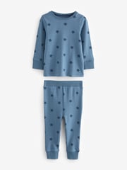 Blue/White Stars 3 Pack Snuggle 100% Cotton Pyjamas (9mths-10yrs) - Image 9 of 10