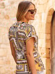 Sosandar Cream Short Sleeve Placket Tunic - Image 2 of 5