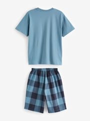Khaki/Lilac Woven Check Short Pyjamas 3 Pack (3-16yrs) - Image 3 of 4