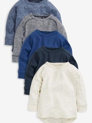 Blue 5 Pack Long Sleeve T-Shirts (3mths-7yrs) - Image 1 of 7