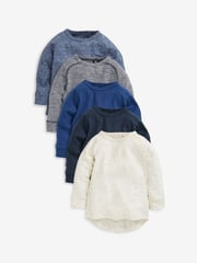 Blue 5 Pack Long Sleeve T-Shirts (3mths-7yrs) - Image 2 of 7
