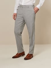 Grey Tailored Fit Textured Suit Trousers - Image 1 of 8