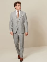 Grey Tailored Fit Textured Suit Trousers - Image 2 of 8