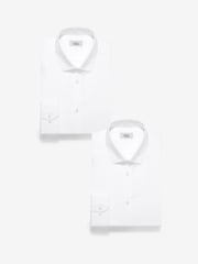 White Slim Fit 100% Cotton Shirts 2 Pack - Image 1 of 7