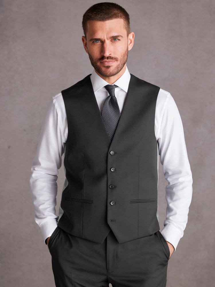 Black Signature Wool Suit: Waistcoat - Image 1 of 6