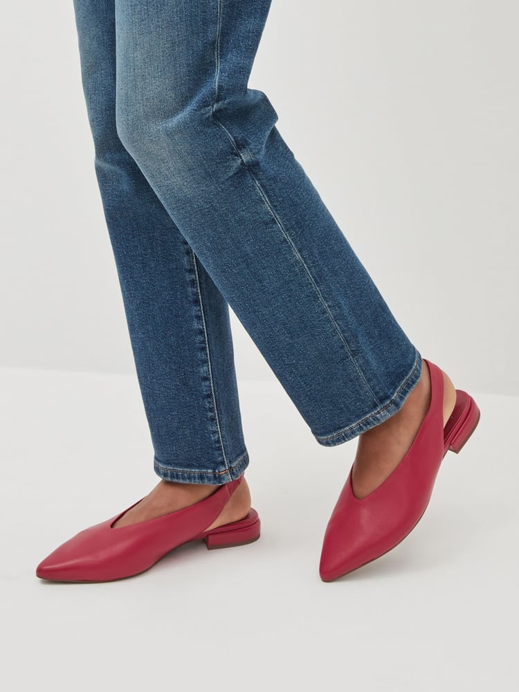 Red Forever Comfort® Leather Flat Slingbacks - Image 1 of 8