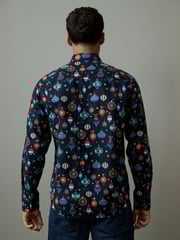 Navy Blue Bauble Christmas Printed Long Sleeve Shirt - Image 4 of 7