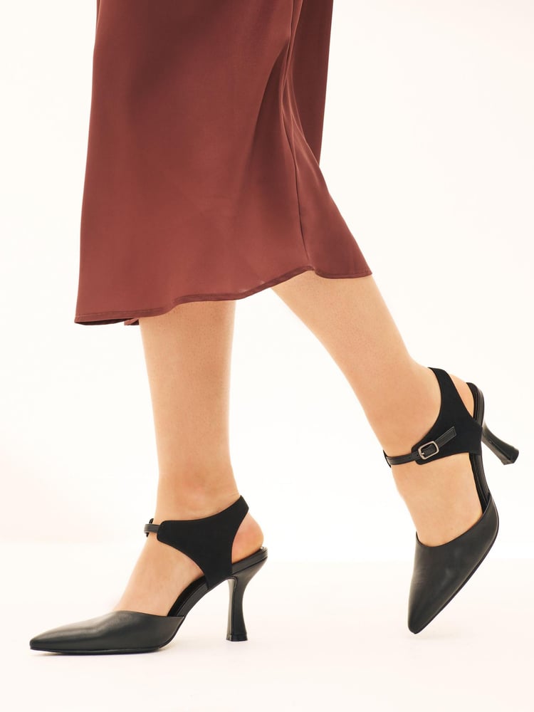 Black Forever Comfort® Mary Jane Curvy Heel Shoes - Image 1 of 6