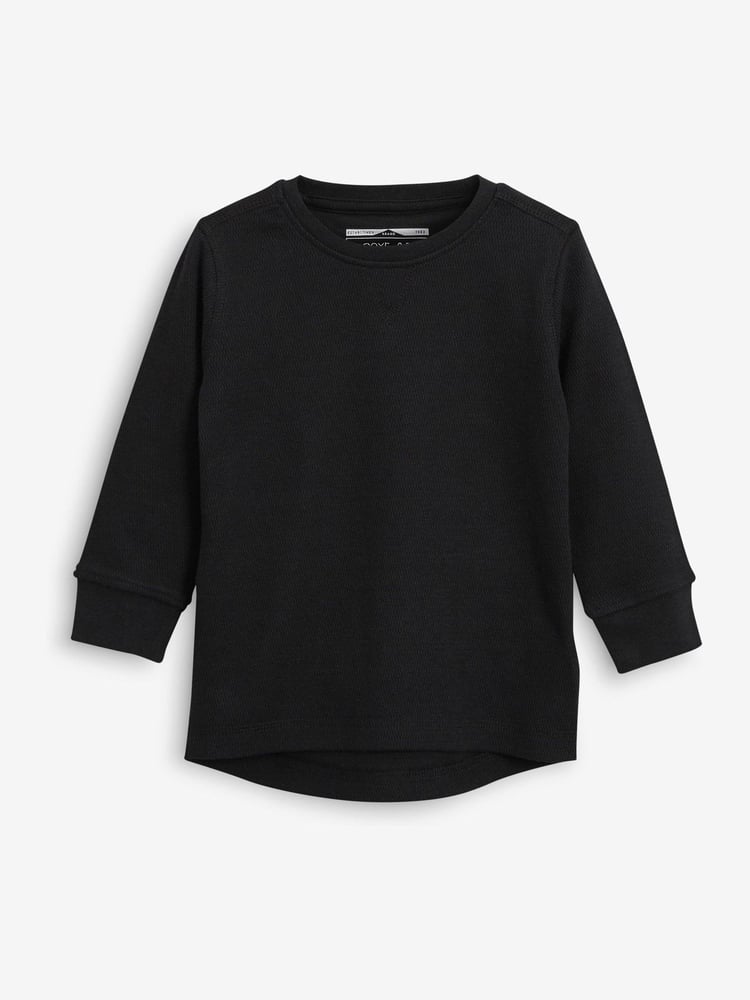 Black/White Long Sleeve Textured T-Shirts 3 Pack (3mths-7yrs) - Image 4 of 4