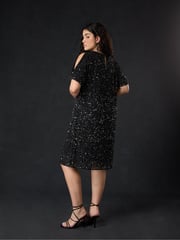 Live Unlimited Black Curve Embellished Cold Shoulder Dress - Image 2 of 5