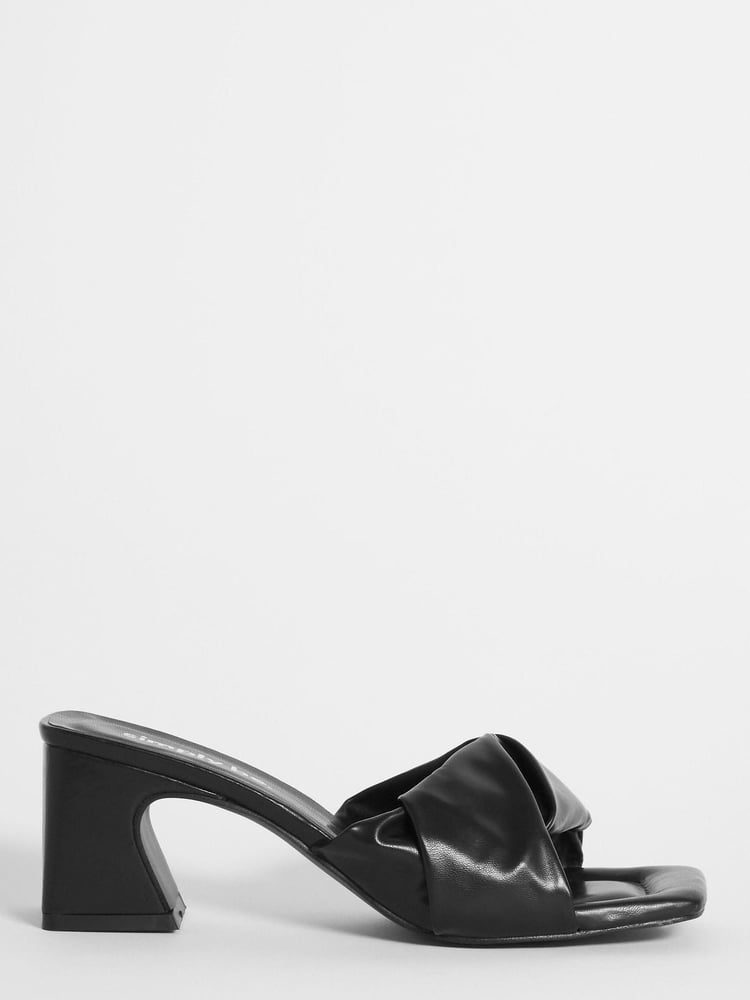 Simply Be Black Soft Volume Twist Low Block Heel Mule Sandals - Image 1 of 3