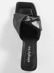 Simply Be Black Soft Volume Twist Low Block Heel Mule Sandals - Image 3 of 3