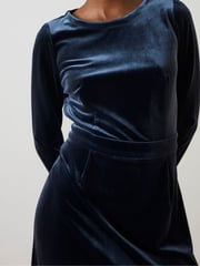 FatFace Blue Haldon Velvet Midi Dress - Image 5 of 6