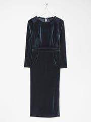 FatFace Blue Haldon Velvet Midi Dress - Image 6 of 6
