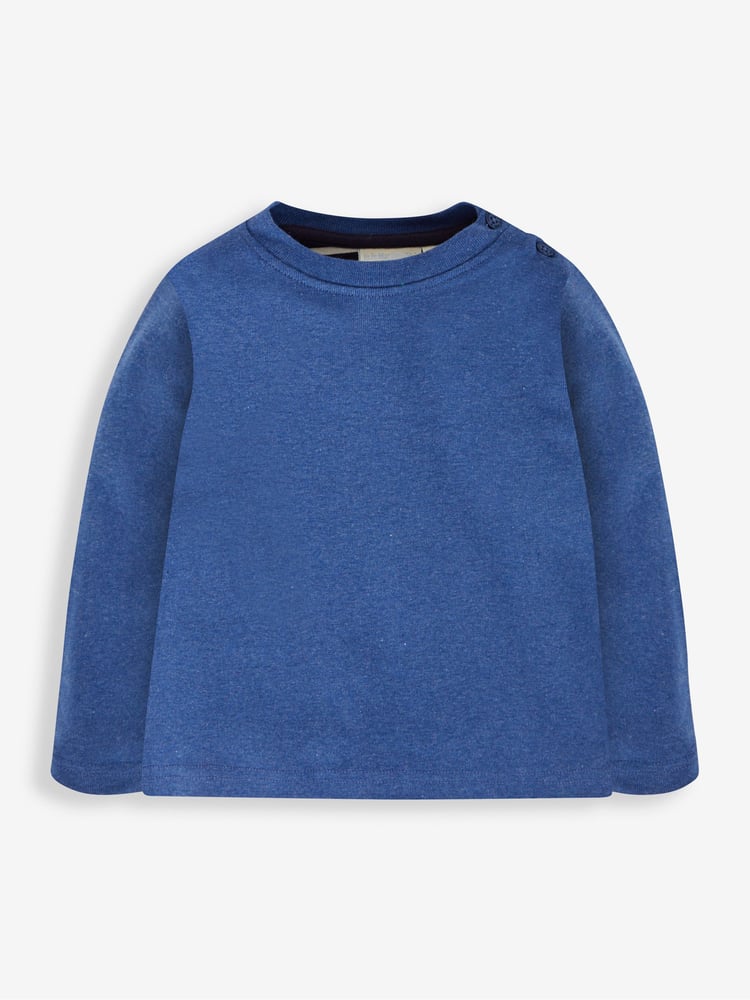 JoJo Maman Bébé Denim Blue & Khaki Green 2-Pack Plain Long Sleeved Tops - Image 2 of 7