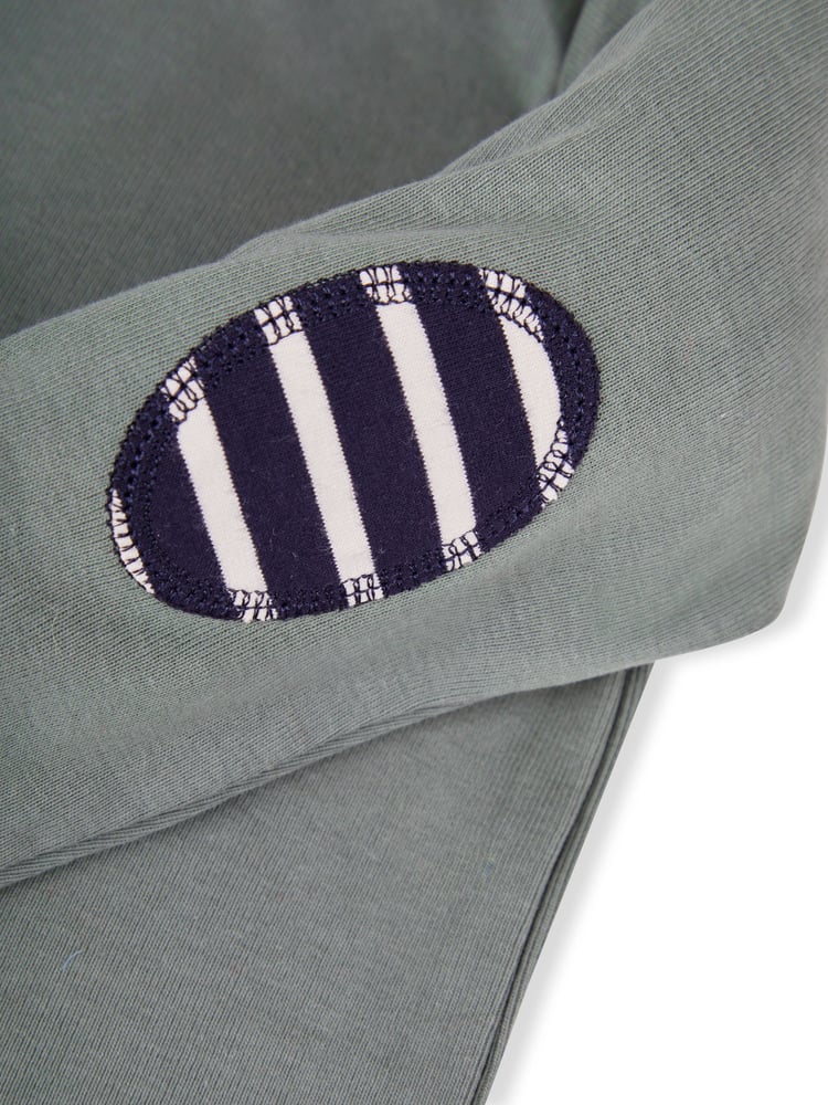 JoJo Maman Bébé Denim Blue & Khaki Green 2-Pack Plain Long Sleeved Tops - Image 7 of 7