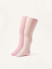 Monsoon Pink Baby Glittery Print Tights 2 Pack - Image 1 of 3